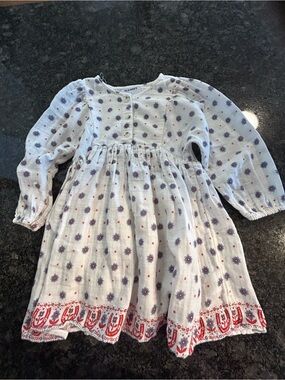 Old Navy Toddler Girls Cotton Gauze Floral & Horseshoe Dress White 4T